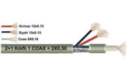 2+1 (1 Coax +2x0,50) Kılıflı cctv kamera kablo